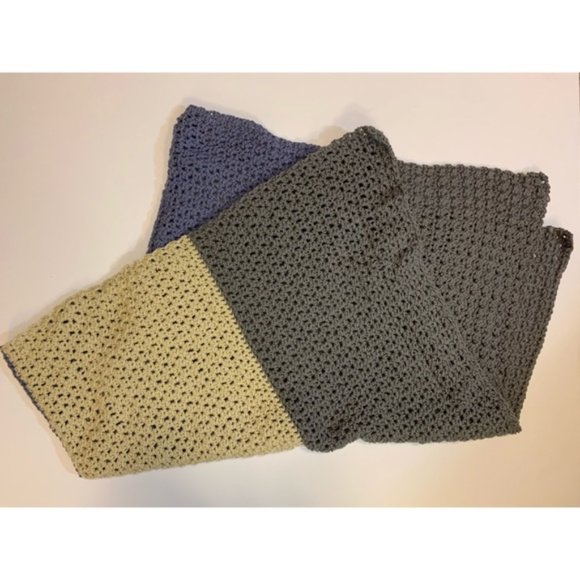 Handmade Homemade Crochet Lap Blanket Throw Blanket Grey Blue Cream Color - Picture 1 of 6